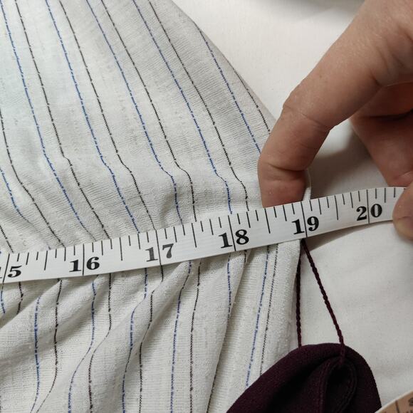 Vintage 70s White Brown Stripe 3/4 Sleeve Cottagecore Prairie Peasant Dress M/L - Picture 13 of 14